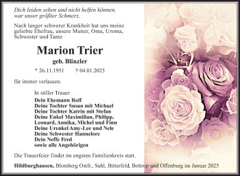 Traueranzeige von Marion Trier von Südthüringer Presse