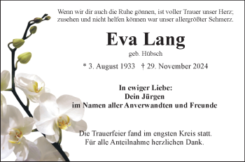 Traueranzeige von Eva Lang von Frankenpost