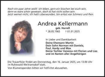 Traueranzeige von Andrea Kellermann von Südthüringer Presse