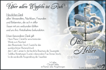 Traueranzeige von Otto Heller von Südthüringer Presse