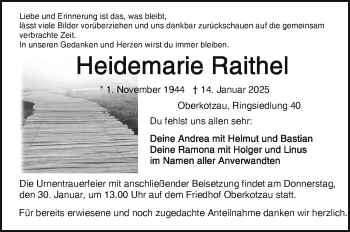 Traueranzeige von Heidemarie Raithel von Frankenpost