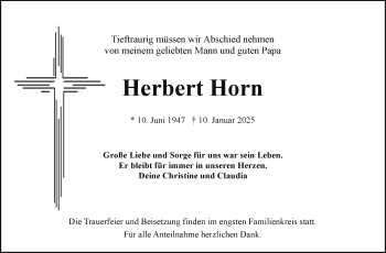 Traueranzeige von Herbert Horn von Frankenpost