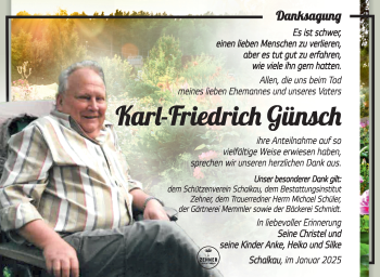 Traueranzeige von Karl-Friedrich Günsch von Südthüringer Presse