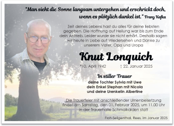 Traueranzeige von Knut Lonquich von Südthüringer Presse