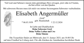 Traueranzeige von Elisabeth Angermüller von Neue Presse Coburg