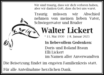 Traueranzeige von Walter Lickert von Frankenpost