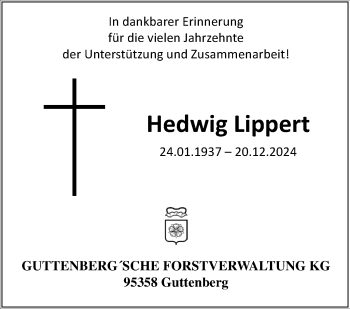 Traueranzeige von Hedwig Lippert von Frankenpost