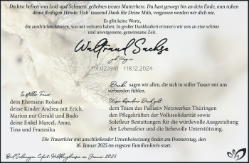 Traueranzeige von Waltraud Sachse von Südthüringer Presse