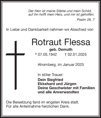 Traueranzeige von Rotraut Flessa von Frankenpost