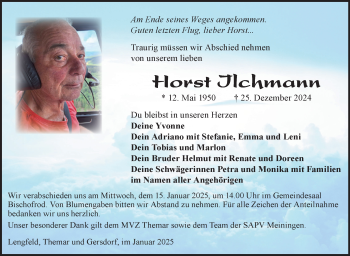 Traueranzeige von Horst Ilchmann von Südthüringer Presse