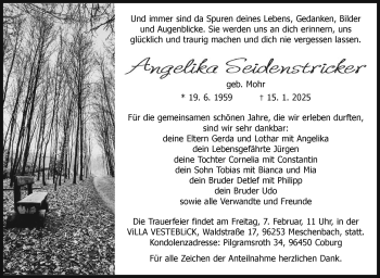 Traueranzeige von Angelika Seidenstricker von Neue Presse Coburg