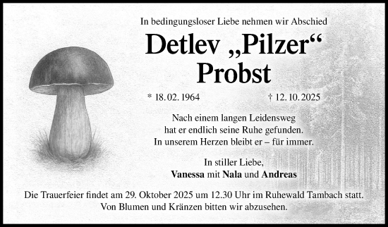 Traueranzeige von Detlev Probst von Neue Presse Coburg