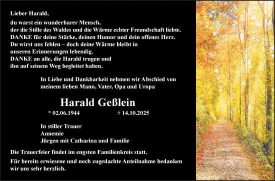 Traueranzeige von Harald Geßlein von Neue Presse Coburg