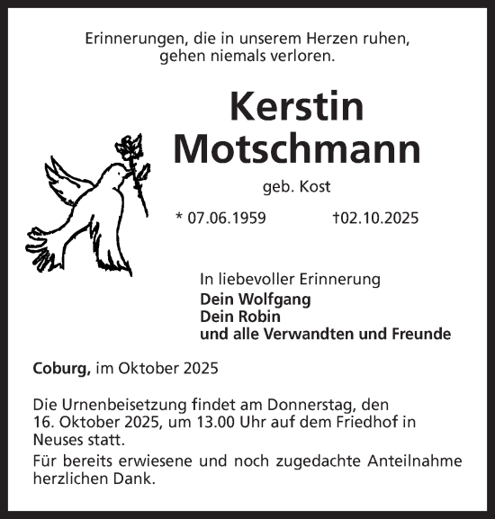 Traueranzeige von Kerstin Motschmann von Neue Presse Coburg