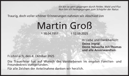 Traueranzeige von Martin Groß von Neue Presse Coburg
