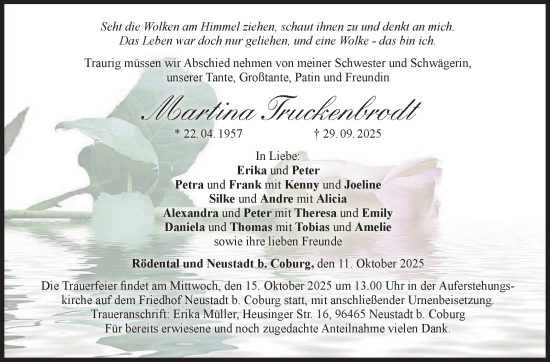 Traueranzeige von Martina Truckenbrodt von Neue Presse Coburg