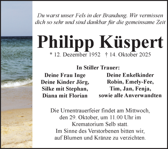 Traueranzeige von Philipp Küspert von Frankenpost