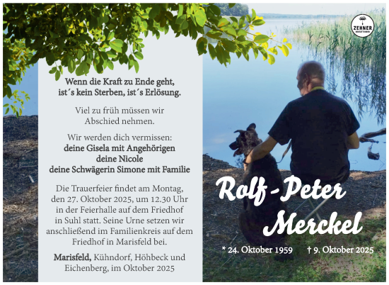 Traueranzeige von Rolf-Peter Merckel von Südthüringer Presse