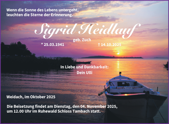 Traueranzeige von Sigrid Heidlauf von Neue Presse Coburg