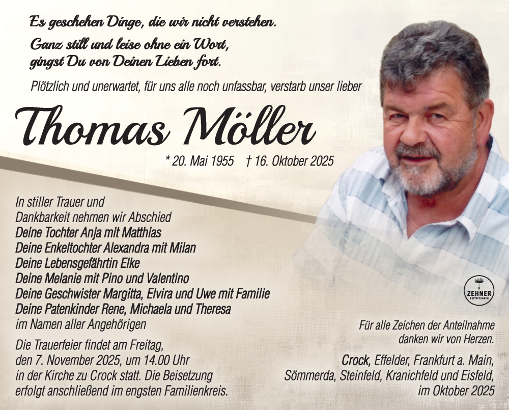 Traueranzeige für Thomas Möller vom 01.11.2025 aus Südthüringer Presse