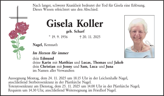 Traueranzeige von Gisela Koller von Frankenpost