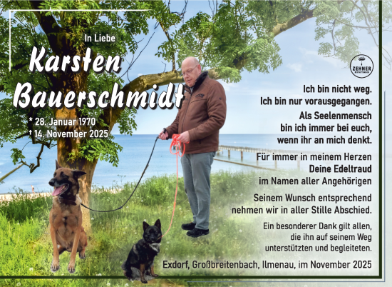 Traueranzeige von Karsten Bauerschmidt von Südthüringer Presse