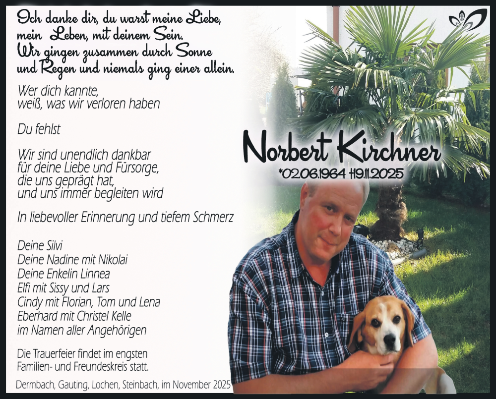  Traueranzeige für Norbert Kirchner vom 29.11.2025 aus Südthüringer Presse