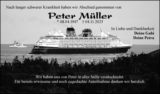 Traueranzeige von Peter Müller von Neue Presse Coburg