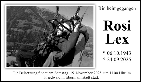 Traueranzeige von Rosi Lex von Neue Presse Coburg