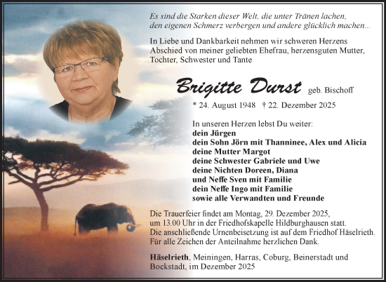 Traueranzeige von Brigitte Durst von Südthüringer Presse