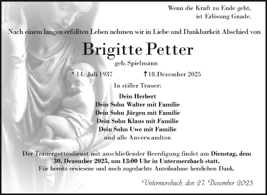 Traueranzeige von Brigitte Petter von Neue Presse Coburg
