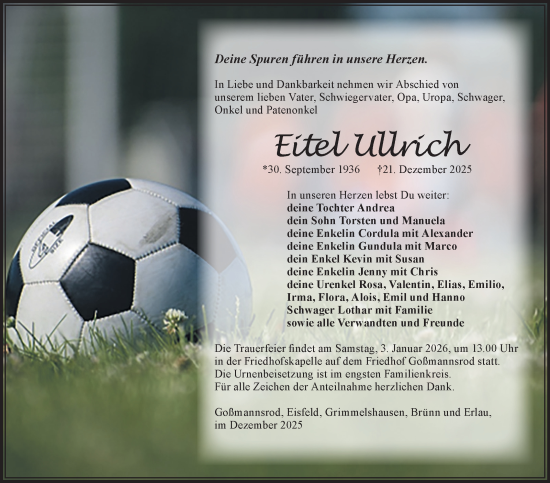 Traueranzeige von Eitel Ullrich von Südthüringer Presse