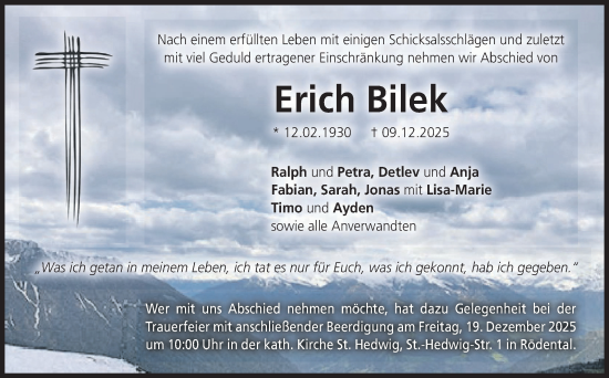 Traueranzeige von Erich Bilek von Neue Presse Coburg