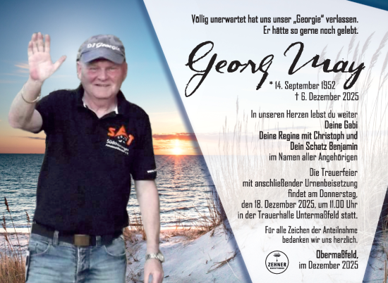 Traueranzeige von Georg May von Südthüringer Presse