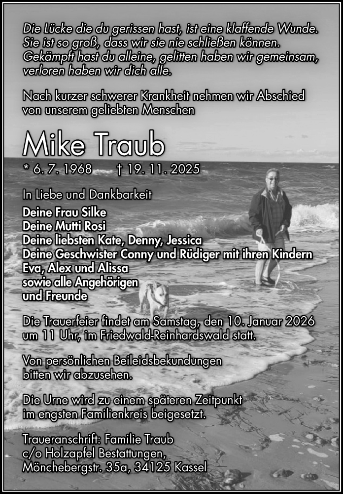  Traueranzeige für Mike Traub vom 06.12.2025 aus Südthüringer Presse