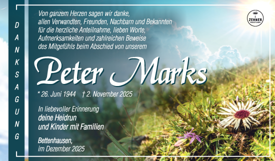 Traueranzeige von Peter Marks von Südthüringer Presse