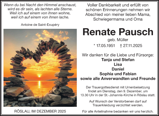 Traueranzeige von Renate Pausch von Frankenpost