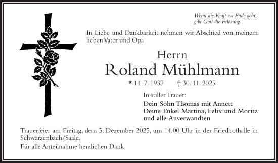 Traueranzeige von Thomas Mühlmann von Frankenpost