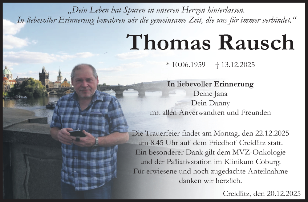  Traueranzeige für Thomas Rausch vom 20.12.2025 aus Neue Presse Coburg