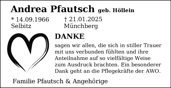 Traueranzeige von Andrea Pfautsch von Frankenpost