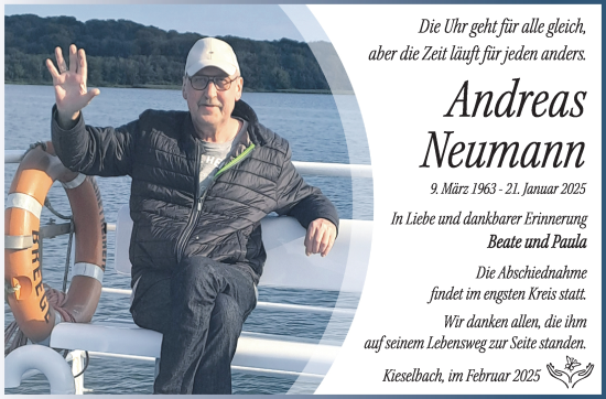 Traueranzeige von Andreas Neumann von Südthüringer Presse