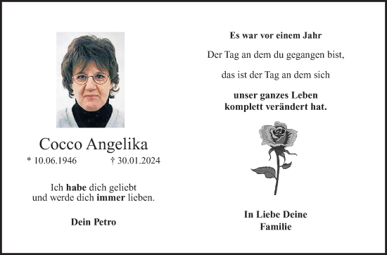 Traueranzeige von Angelika Cocco von Neue Presse Coburg