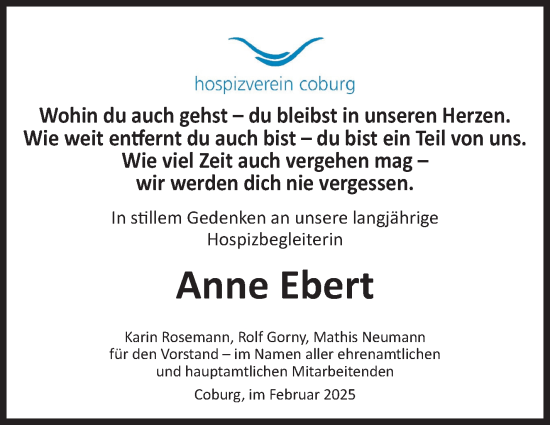 Traueranzeige von Anne Ebert von Neue Presse Coburg