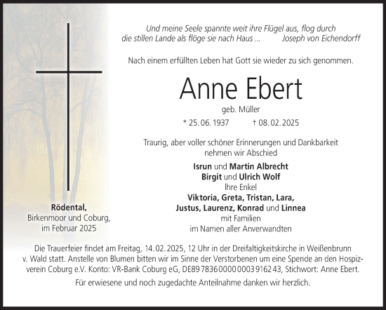 Traueranzeige von Anne Ebert von Neue Presse Coburg