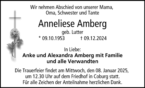 Traueranzeige von Anneliese Amberg von Neue Presse Coburg