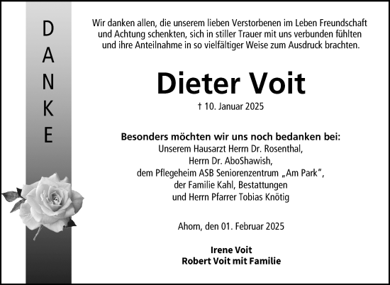 Traueranzeige von Dieter Voit von Neue Presse Coburg