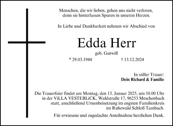 Traueranzeige von Edda Herr von Neue Presse Coburg