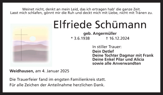 Traueranzeige von Elfriede Schümann von Neue Presse Coburg