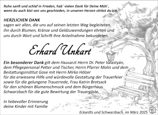 Traueranzeige von Erhard Unkart von Südthüringer Presse