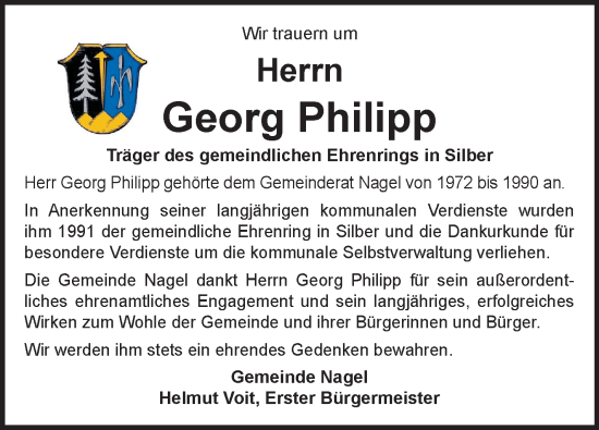 Traueranzeige von Georg Philipp von Frankenpost